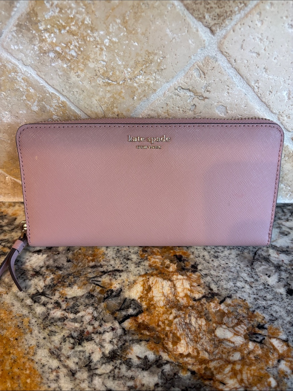 Kate Spade New York Dusty Rose Saffiano Zip Wallet